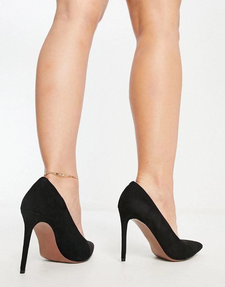 商品ASOS|ASOS DESIGN Wide Fit Penza pointed high heeled court shoes in black,价格¥157,第2张图片详细描述