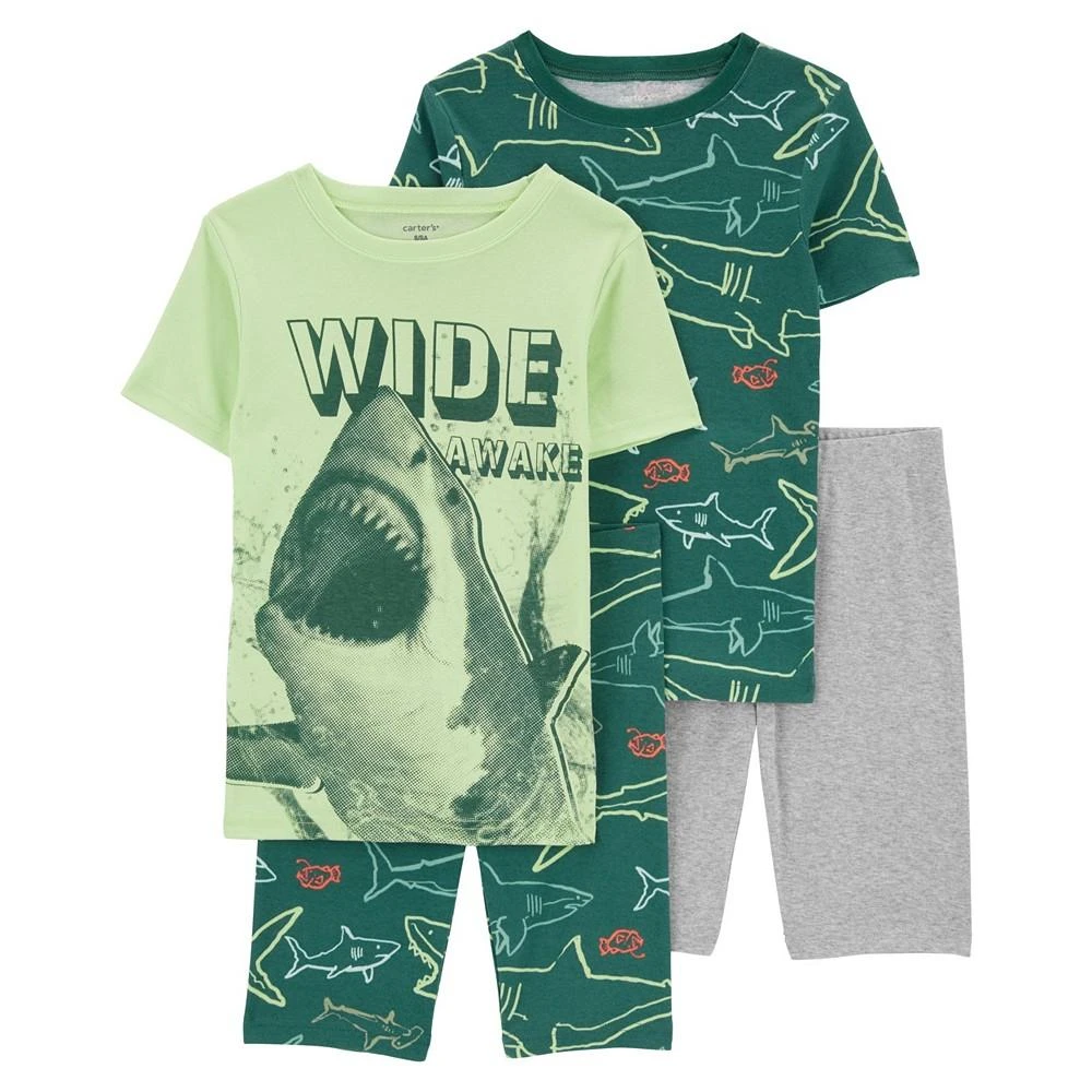 商品Carter's|Big Boys Shark Print Pajama Set, 4 Piece Set,价格¥231,第1张图片