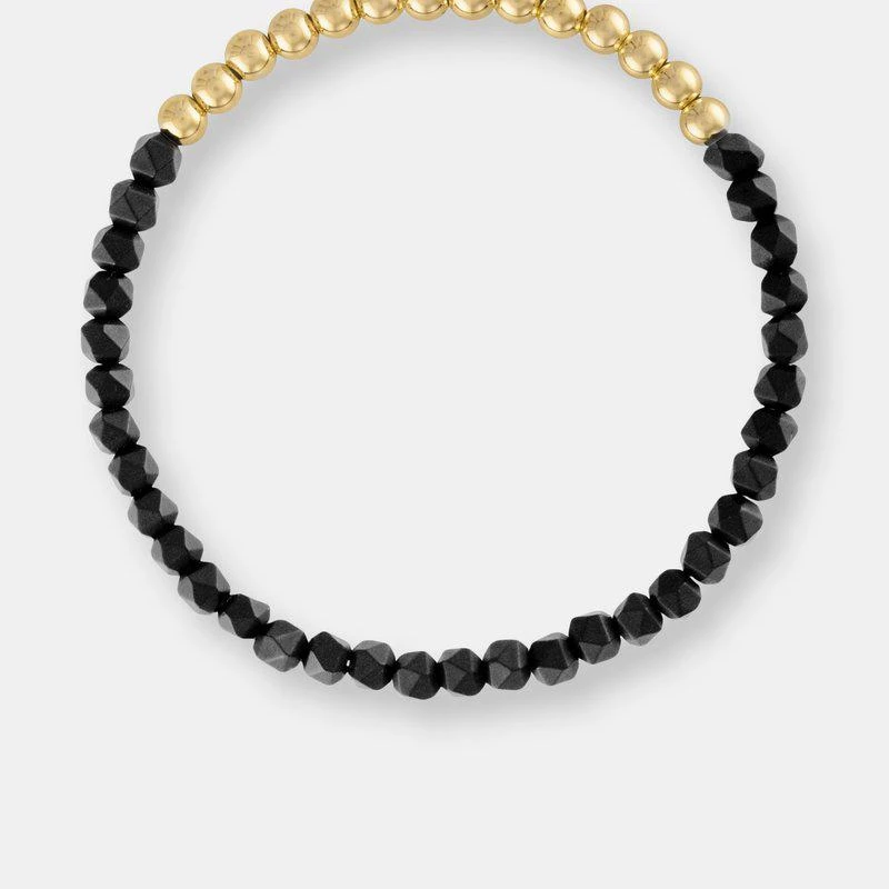 商品Olivia Le|Mini Star Faceted Black Onyx Gold Bracelet,价格¥408,第1张图片