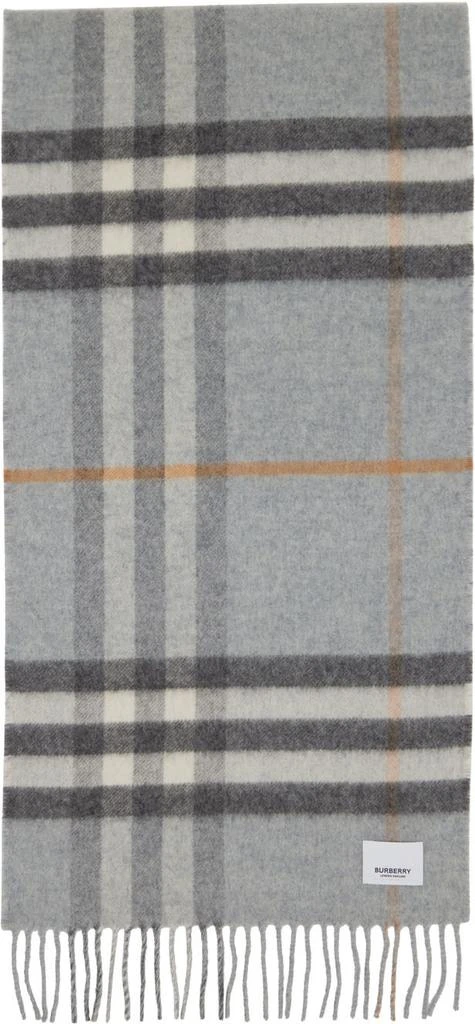 商品Burberry|灰色 Monogram & Check 双面围巾,价格¥5577,第2张图片详细描述