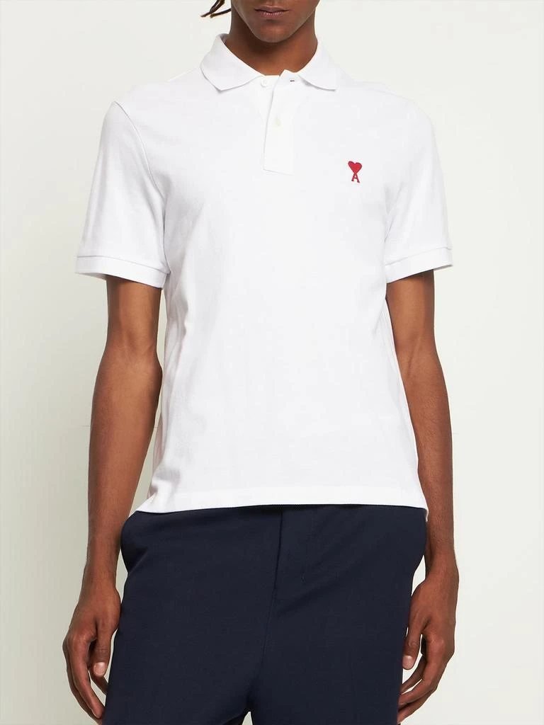 商品AMI|Embroidered Logo Cotton Pique Polo,价格¥1417,第2张图片详细描述