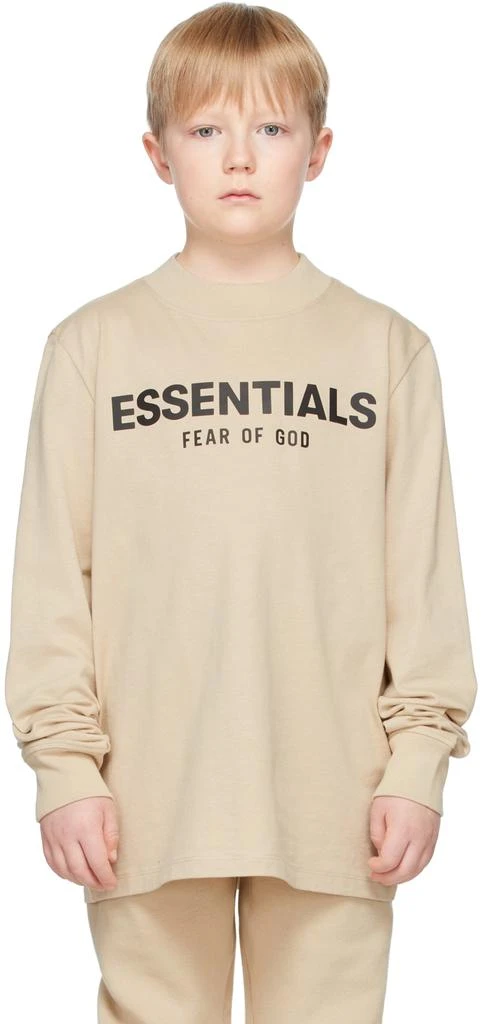 商品Essentials|SSENSE Exclusive Kids Beige Logo Long Sleeve T-Shirt,价格¥232,第2张图片详细描述