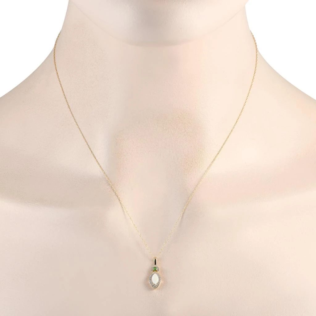 商品LB Exclusive|14K Yellow Gold 0.07ct Diamond, Opal, and Emerald Necklace PD4-16299YOPEM,价格¥1817,第2张图片详细描述