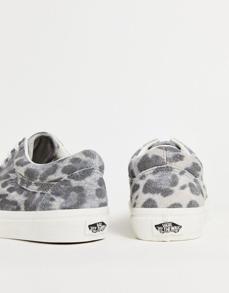 Vans Old Skool Hairy Suede leopard trainers in grey商品第3张图片规格展示