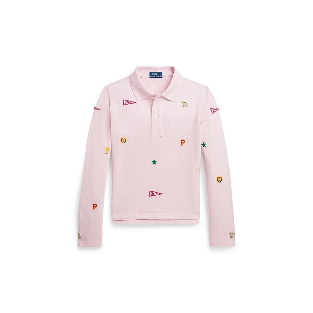 商品Ralph Lauren|Big Girls Long Sleeves Collegiate-Icon Mesh Polo Shirt,价格¥338,第1张图片