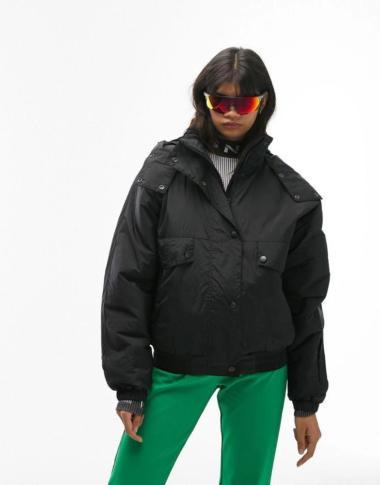 商品Topshop|Topshop Sno hooded puffer ski jacket in black,价格¥607,第1张图片