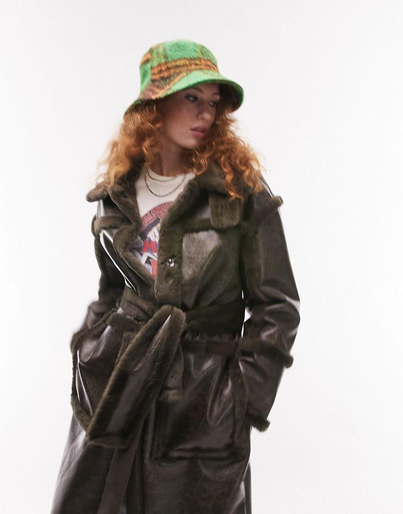 Topshop check bucket hat in green商品第3张图片规格展示