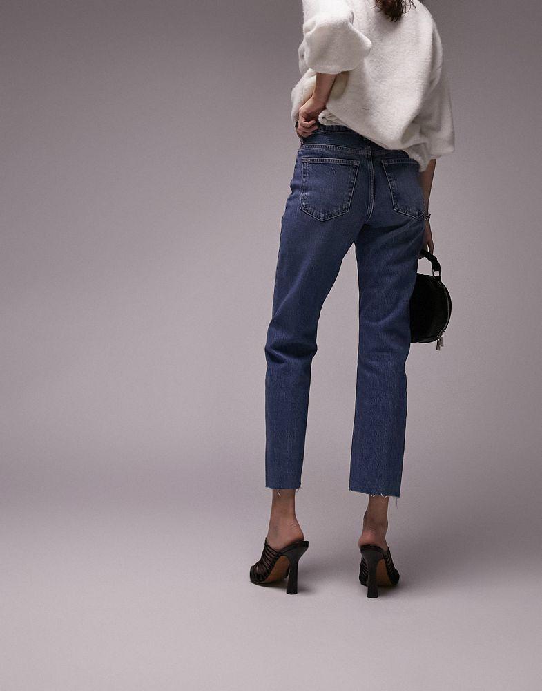 Topshop straight jeans in mid blue商品第2张图片规格展示