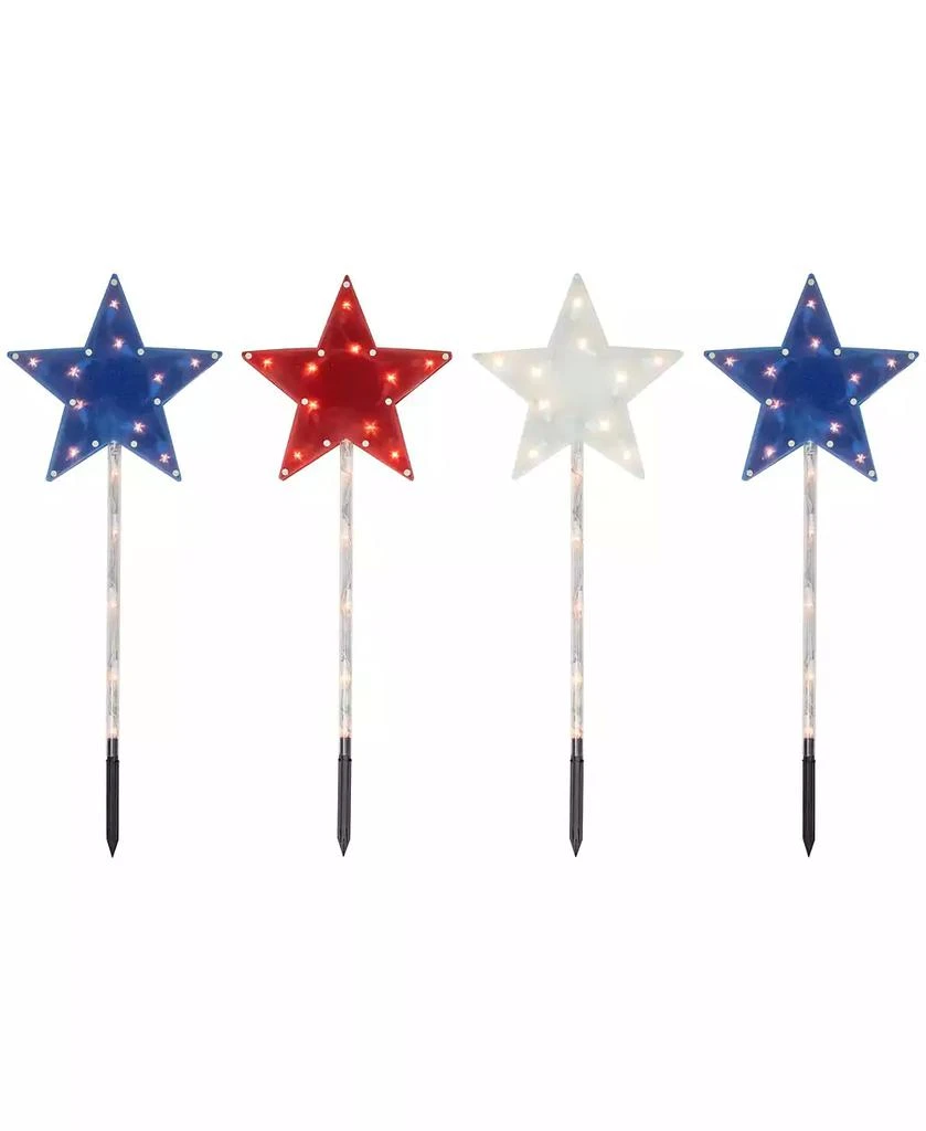 商品Northlight|4 Current Transformer (CT) Americana Stars 4th of July Pathway Marker Lawn Stakes Clear Lights,价格¥593,第1张图片