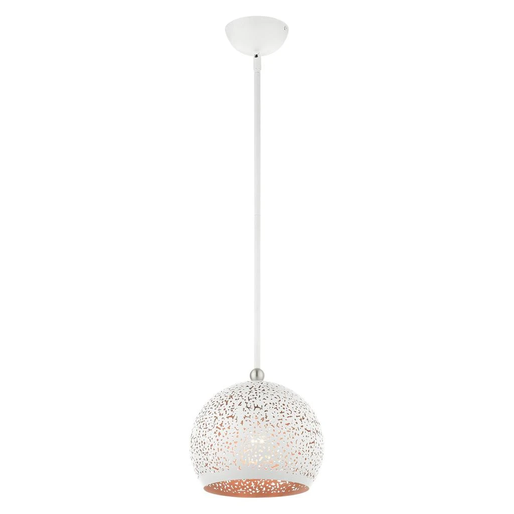 商品Livex Lighting|One Light White with Brushed Nickel Accents Pendant,价格¥1337,第5张图片详细描述