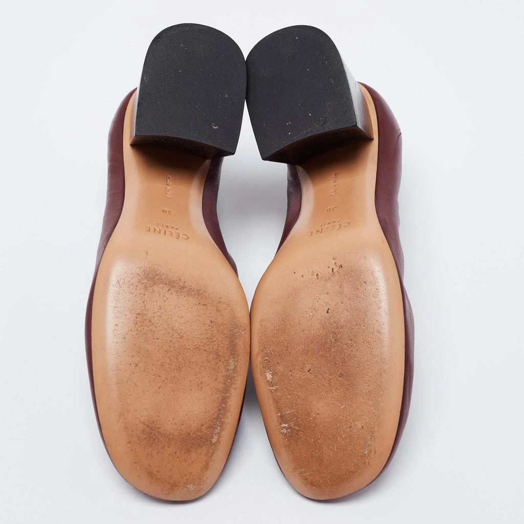 Celine Burgundy Leather Scrunch Block Heel Pumps Size 38 商品