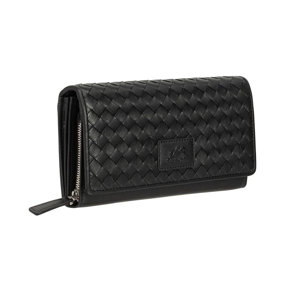 商品Mancini Leather Goods|Women's Basket Weave Collection RFID Secure Clutch Wallet,价格¥844,第2张图片详细描述