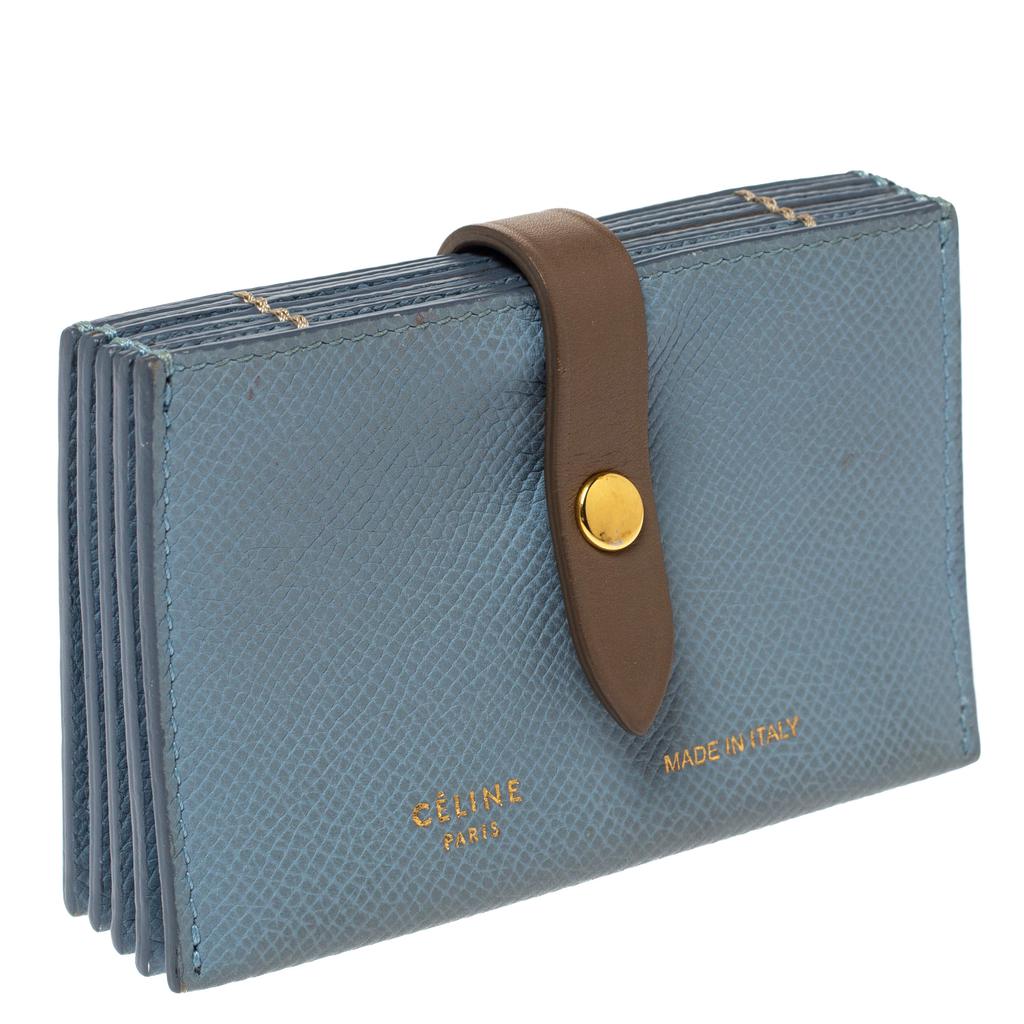 Celine Dusty Blue Grained Leather Accordeon Card Holder商品第3张图片规格展示