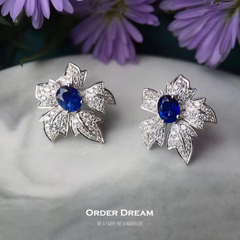 商品[国内直发] Order Dream|天然蓝宝石耳钉,价格¥9435,第1张图片