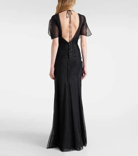 商品Victoria Beckham|Bella缩褶露背欧根纱长礼服,价格¥11359,第3张图片详细描述