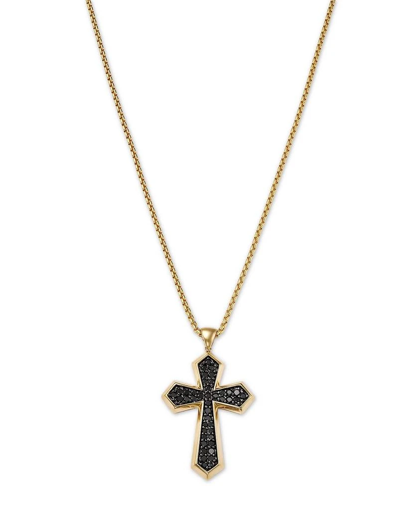 商品Bloomingdale's|Men's Black Diamond Cross Pendant Necklace in 14K Yellow Gold, 1.0 ct. t.w.,价格¥17476,第1张图片