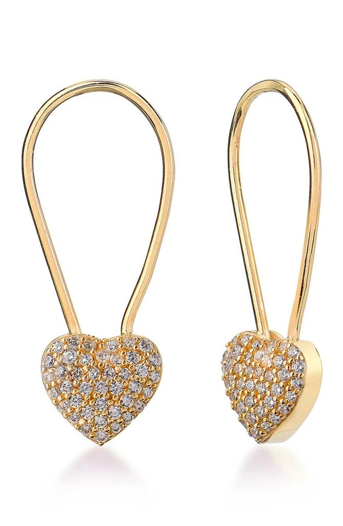 商品Gabi Rielle|14K Gold Vermeil Pavé Cubic Zirconia Heart Drop Lock Earrings,价格¥303,第1张图片