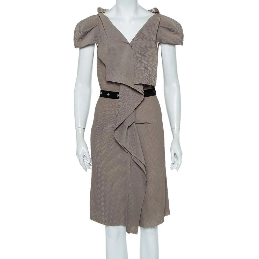 商品[二手商品] ROLAND MOURET|Roland Mouret Beige Crepe Draped Effect Belted Midi Dress M,价格¥966,第1张图片
