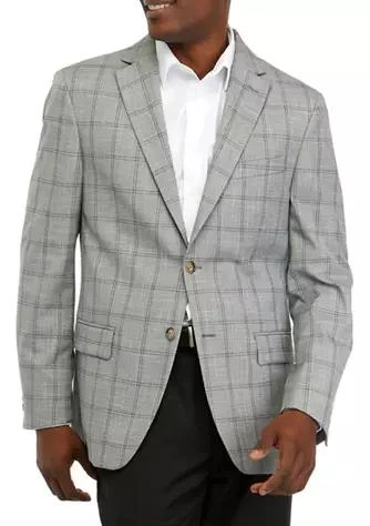 商品Ralph Lauren|Ralph Lauren Mens Light Gray Windowpane Classic Fit Sportcoat,价格¥1032,第1张图片