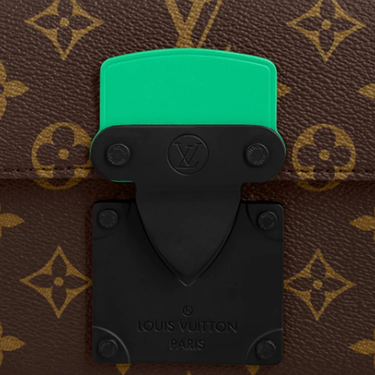 商品[国内直发] Louis Vuitton|S-Lock Messenger 经典老花帅气轻便拉链开合 涂层帆布拼牛皮 邮差包单肩斜挎包 常规 男款 棕色/绿色,价格¥24856,第6张图片详细描述