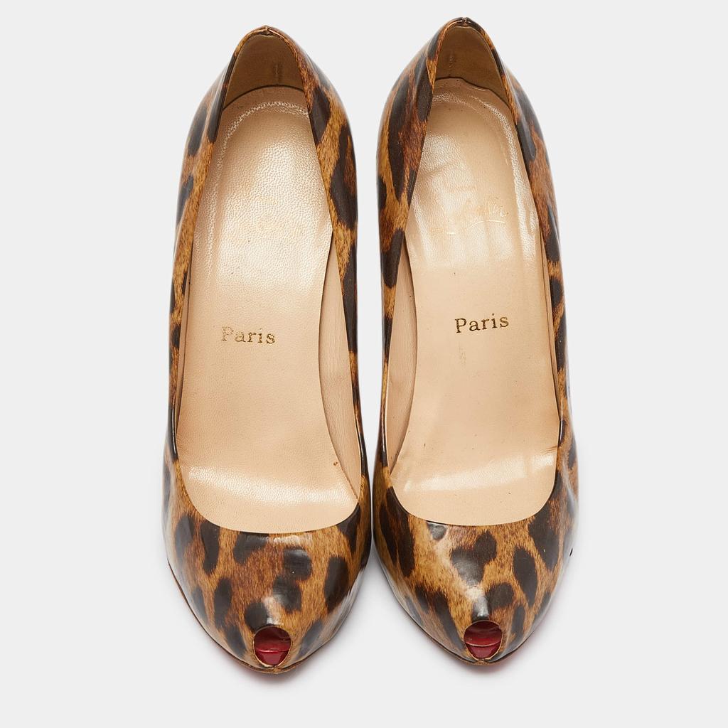 Christian Louboutin Brown/Beige Leopard Print Leather Ron