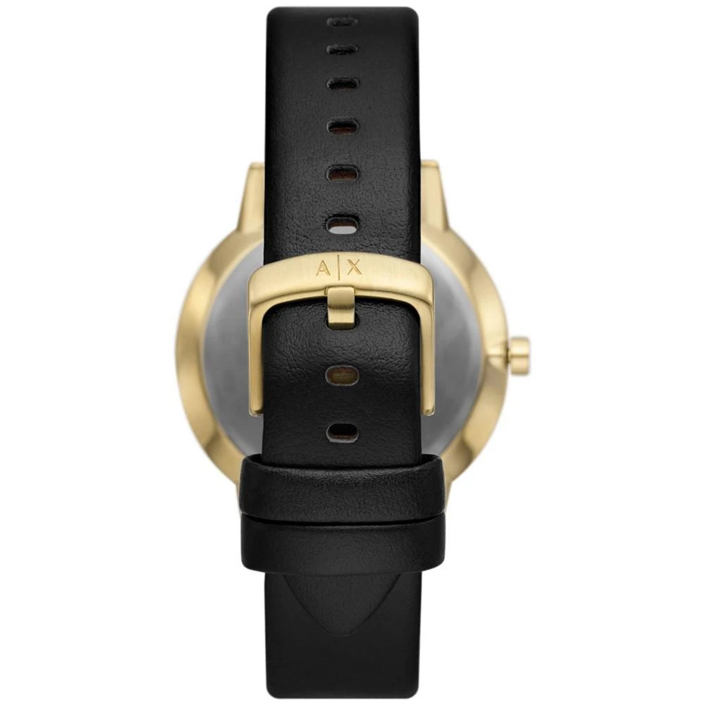 商品Armani Exchange|Men's Multifunction Black Leather Strap Watch, 42mm and Black Onyx Beaded Bracelet Set,价格¥1002,第3张图片详细描述