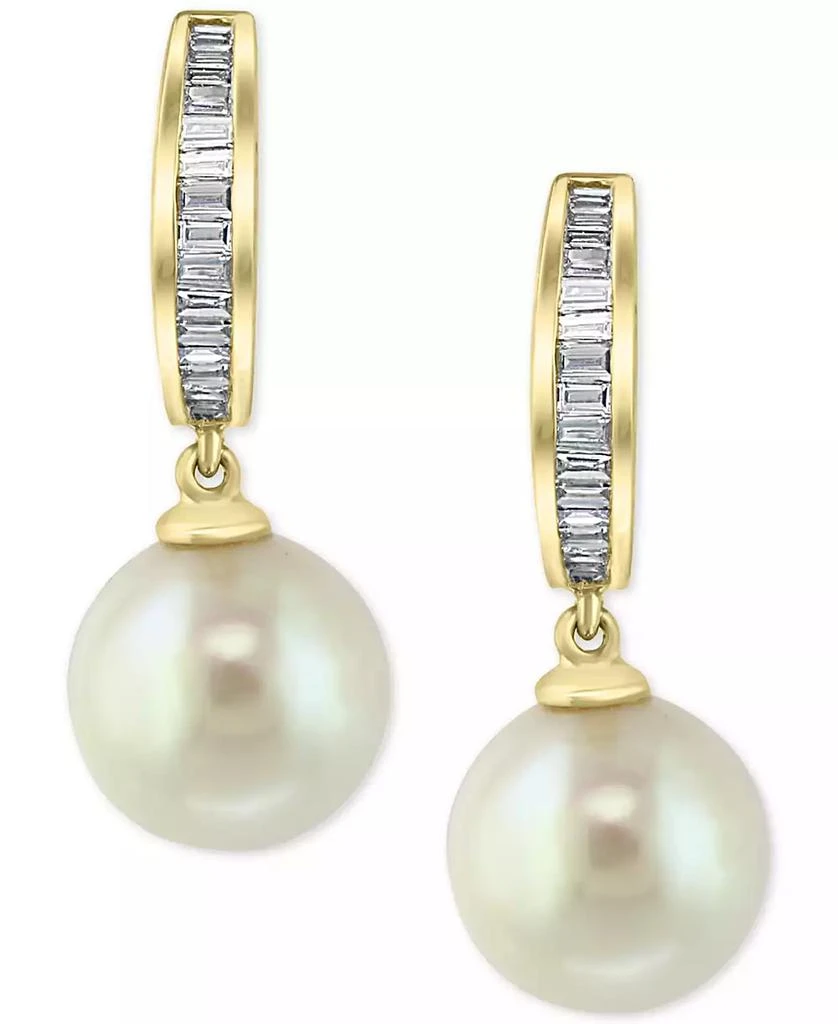 商品Effy|EFFY® Diamond (1/4 ct. t.w.) & Cultured Freshwater Pearl (10mm) Drop Earrings In 14k Gold,价格¥22128,第2张图片详细描述