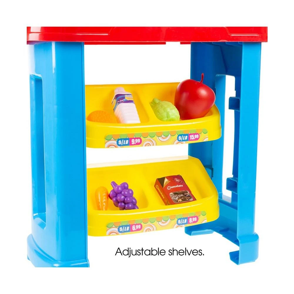 商品Trademark Global|Hey Play Kids Grocery Store Selling Stand - Supermarket Playset With Toy Cash Register, Scanner, Play Money, Shopping Basket And Food, 28 Pieces,价格¥618,第3张图片详细描述