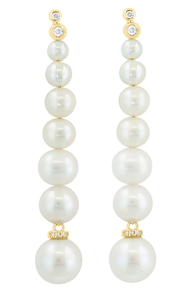 商品Effy|14K Gold Diamond & Freshwater Pearl Drop Earrings - 0.13ct.,价格¥4080,第2张图片详细描述