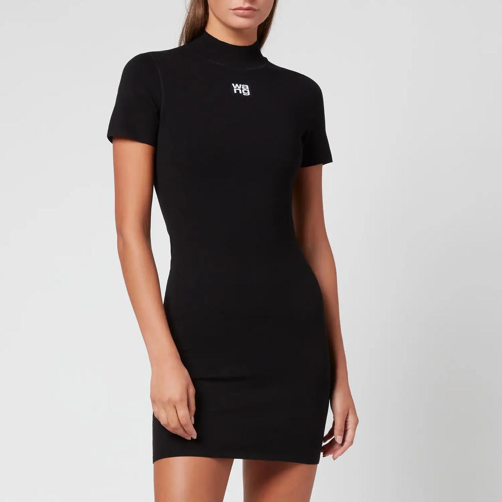 商品Alexander Wang|Alexander Wang Women's Mock Neck Bodycon Tee Dress With Logo - Black,价格¥2748,第1张图片