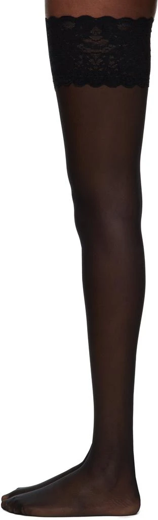 商品Wolford|Black Satin Touch 20 Stay-Up Socks,价格¥221,第3张图片详细描述