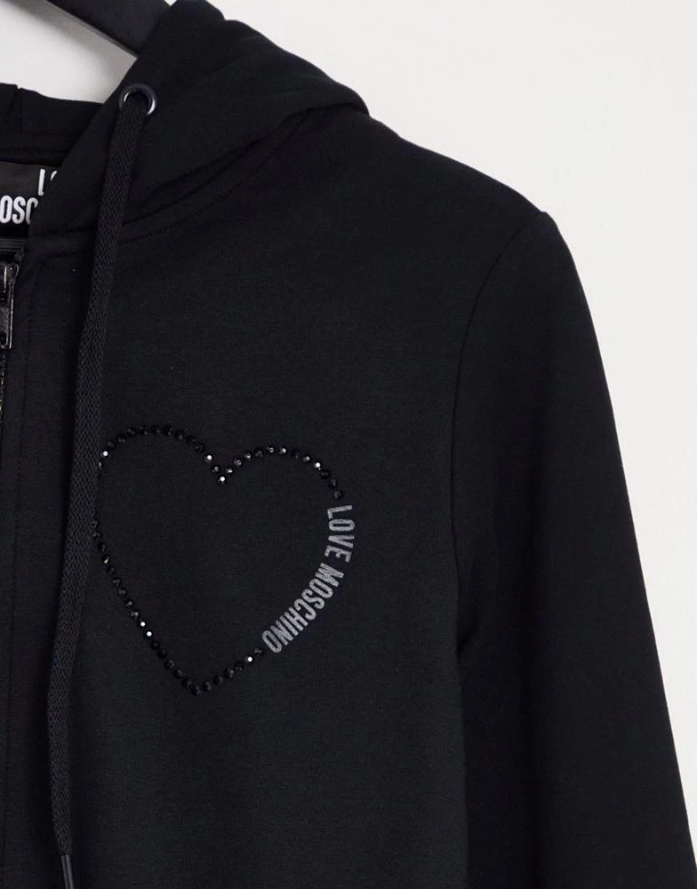 商品Love Moschino|Love Moschino heart logo hoodie co-ord in black,价格¥718,第4张图片详细描述