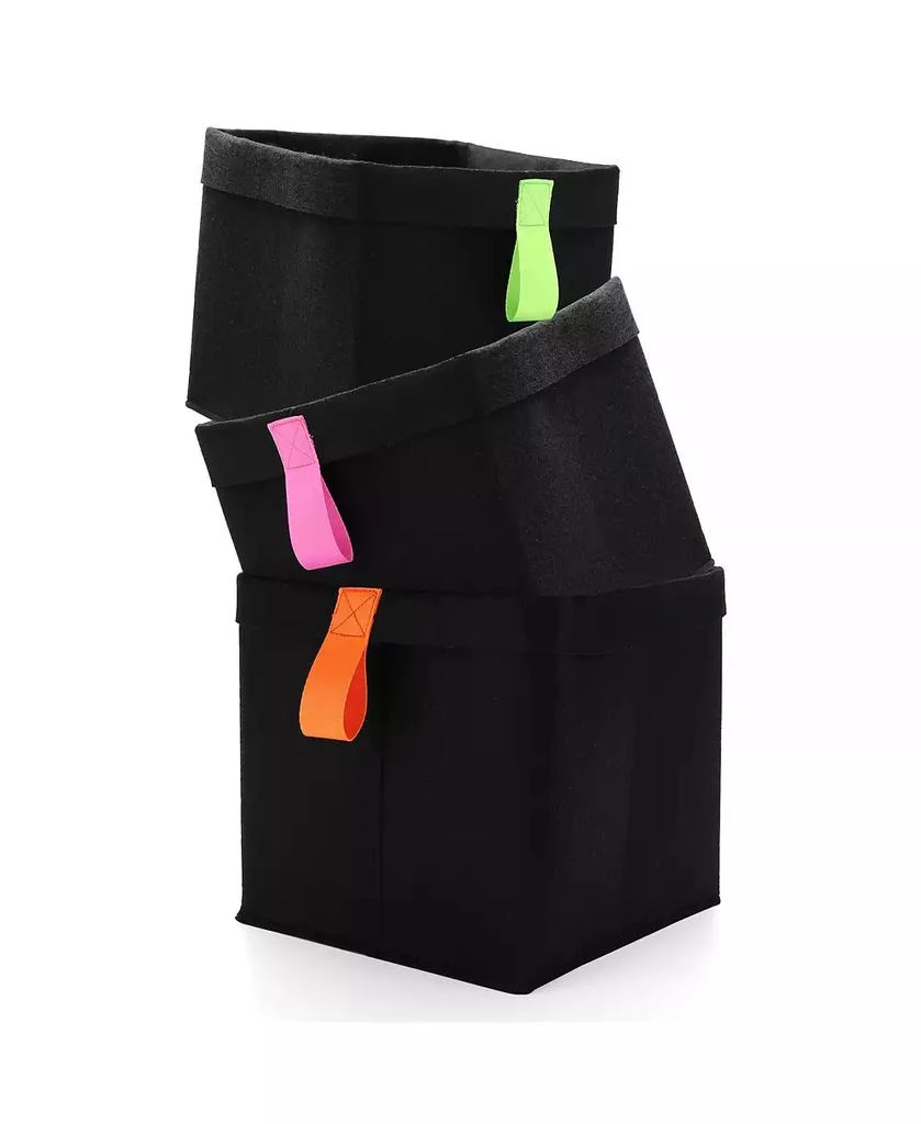 商品Welaxy|3 Piece Collapsible Square Storage Bins with Assorted Colored Handles,价格¥314,第1张图片