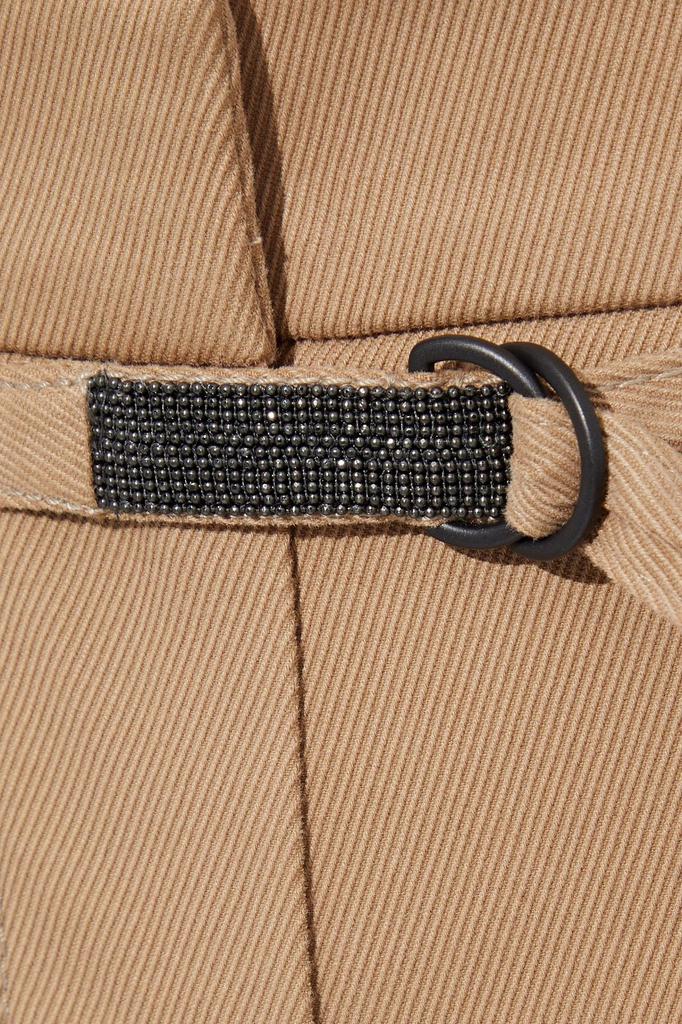 Belted cotton-blend twill straight-leg pants商品第4张图片规格展示
