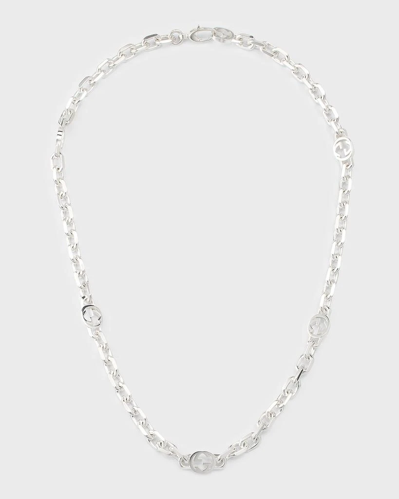 商品Gucci|Men's Sterling Silver Interlocking G Link Necklace,价格¥4679,第1张图片
