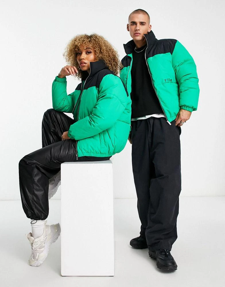 商品Fila|Fila colour blocked puffer with logo in green,价格¥357,第1张图片