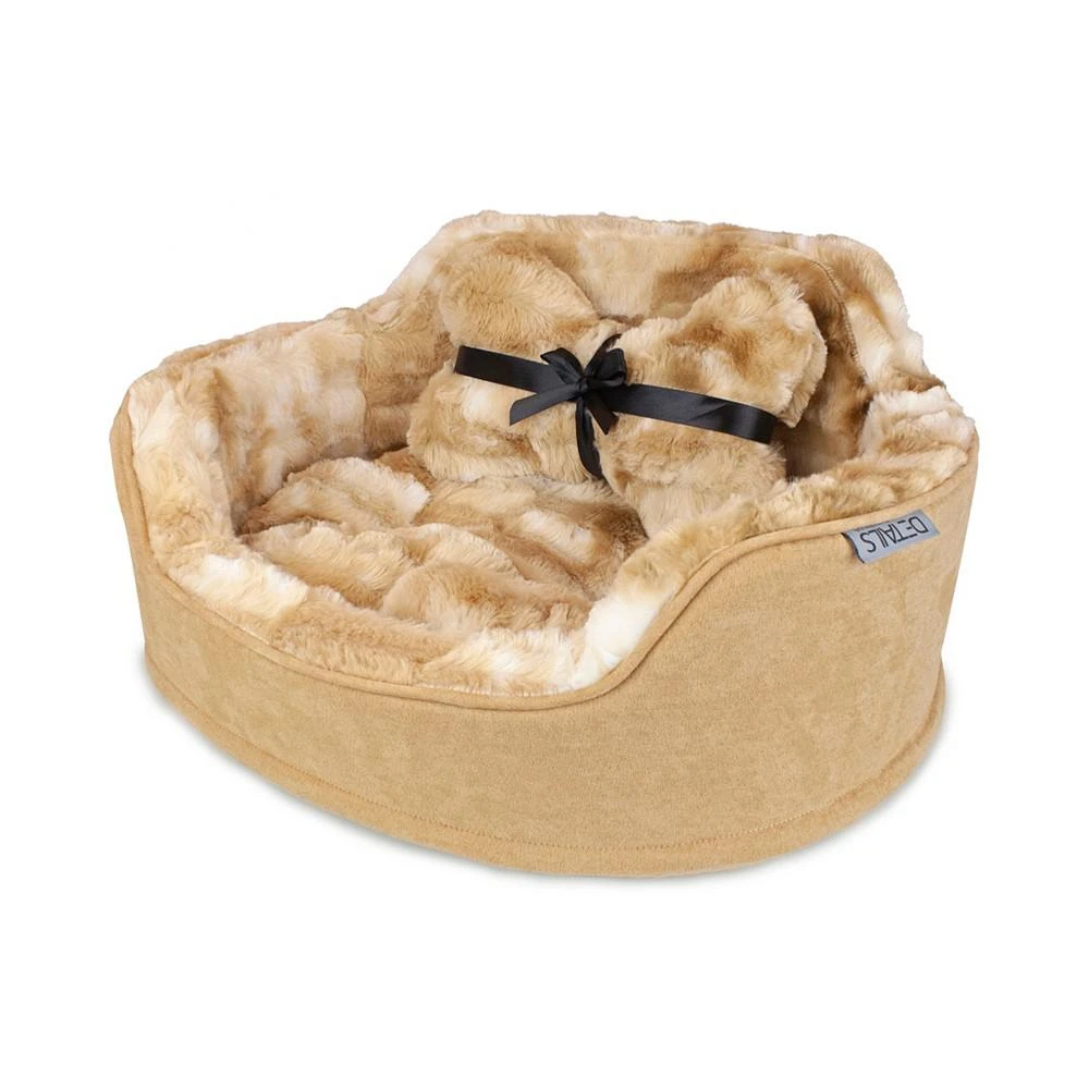 Faux Fur Princess Pet Bed with Plush Bone Pillow 商品