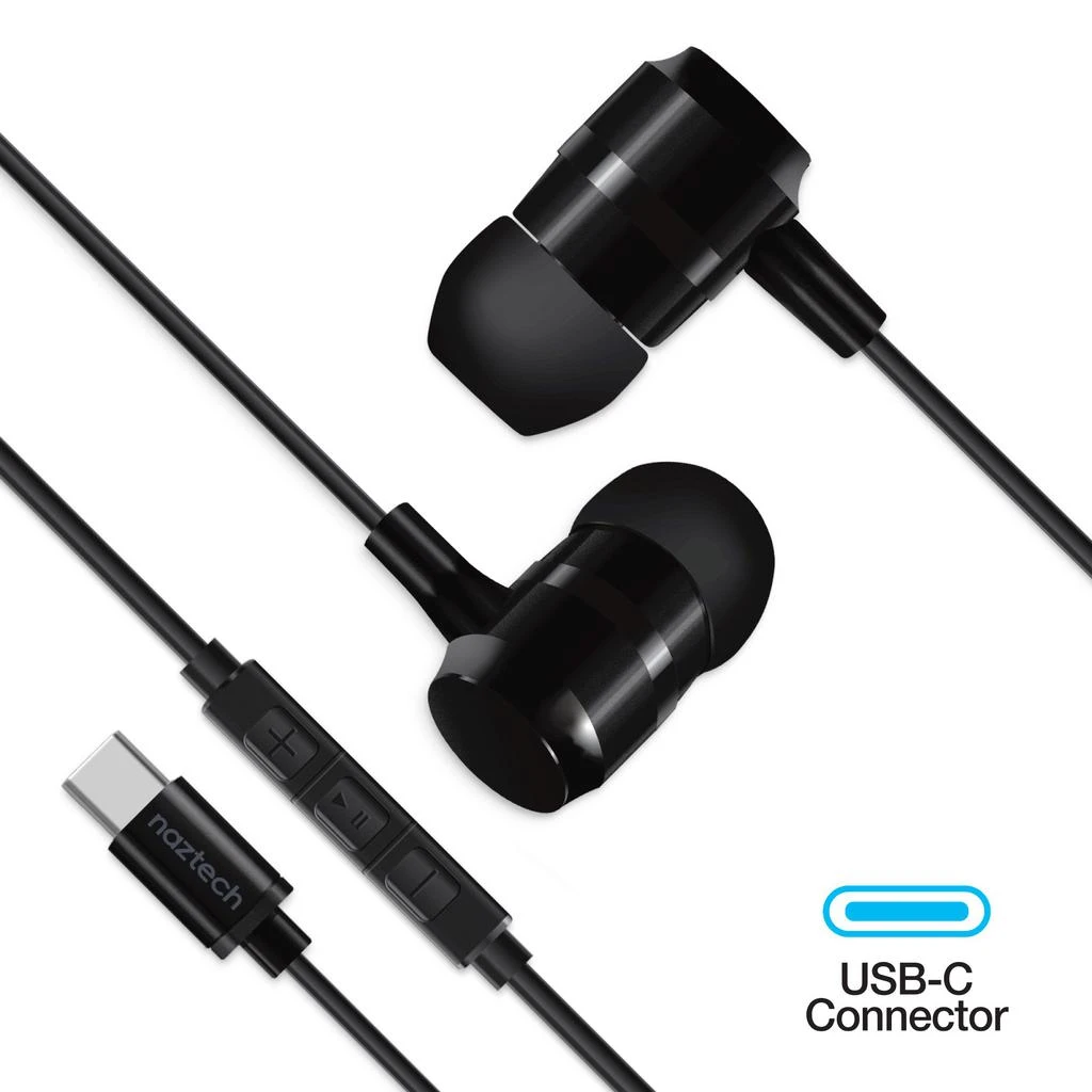 商品Naztech|USB-C Metal Earphones Black,价格¥231,第1张图片