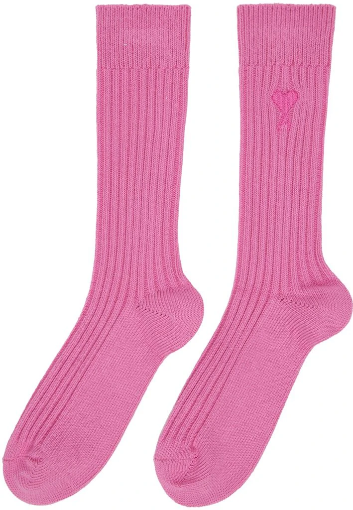商品AMI|Pink Ami de Cœur Socks,价格¥203,第2张图片详细描述