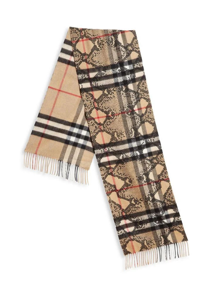 商品Burberry|Python-Print Giant Check Cashmere Scarf,价格¥4824,第2张图片详细描述