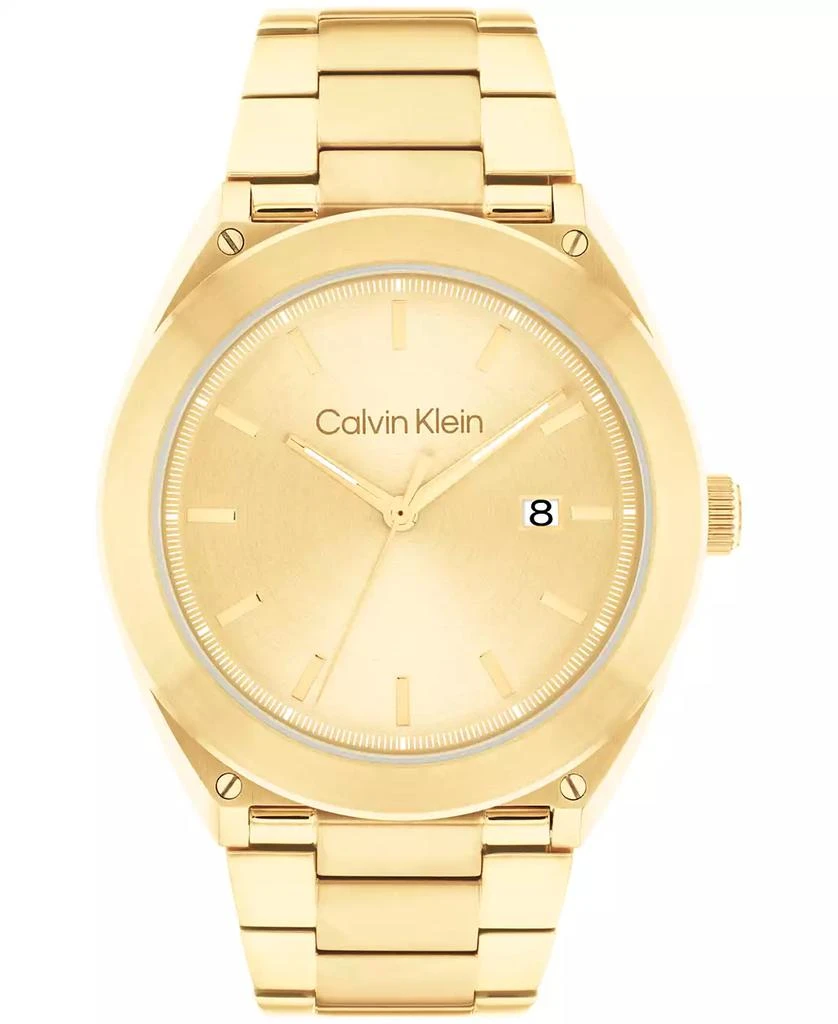 商品Calvin Klein|Men's Gold-Tone Stainless Steel Bracelet Watch 44mm,价格¥1347,第1张图片