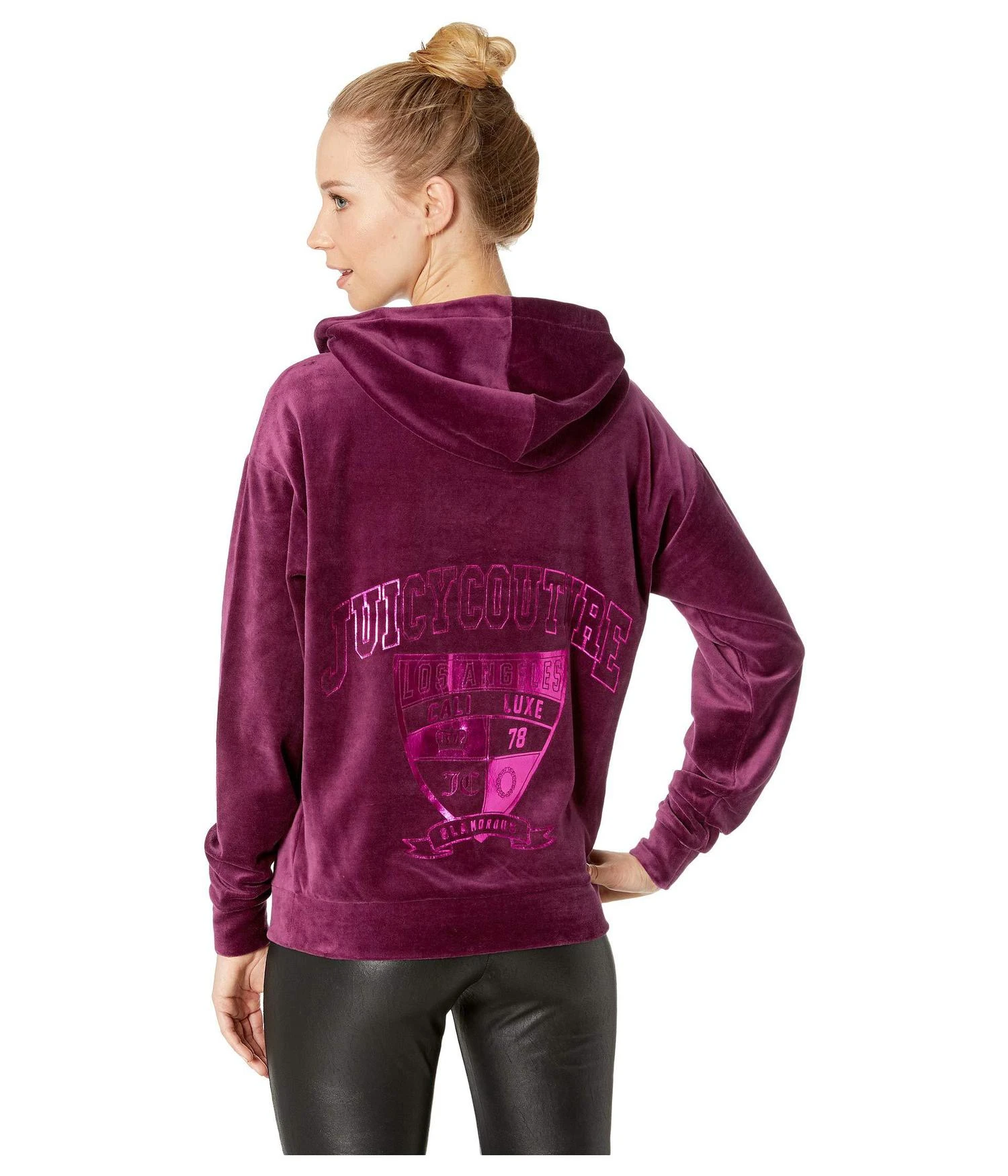 商品Juicy Couture|Velour Collegiate Luxe Hooded Pullover,价格¥180,第1张图片