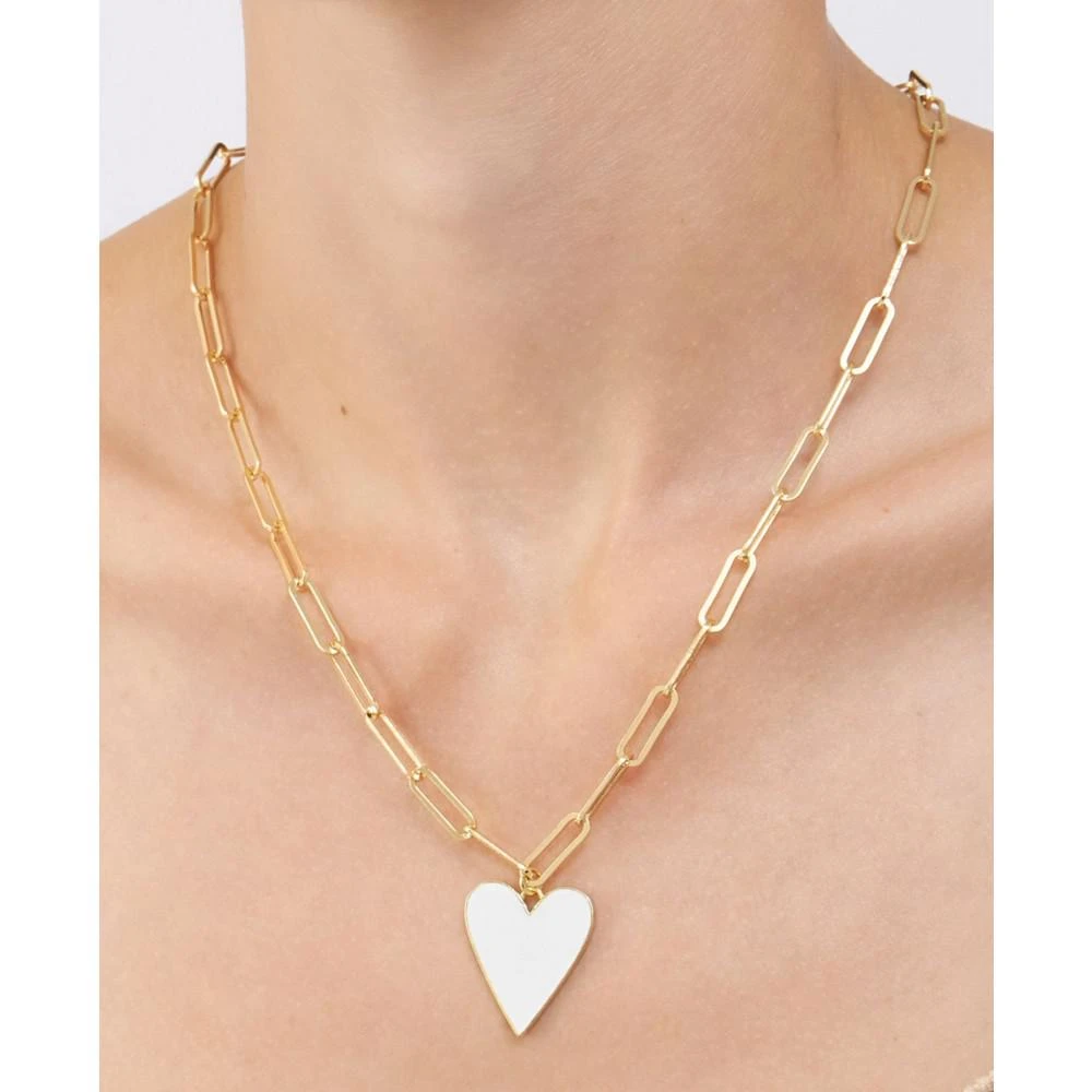 商品ADORNIA|20-22" Adjustable 14K Gold Plated White Enamel Heart Paper Clip Chain Necklace,价格¥239,第2张图片详细描述