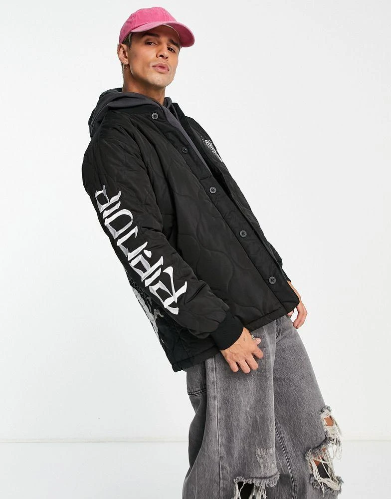 商品Rip N Dip|RIPNDIP mystic nerm quilted bomber jacket in black with sleeve and back print,价格¥478,第4张图片详细描述
