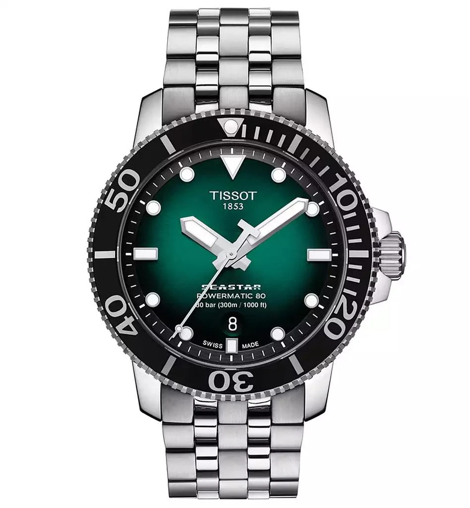 商品Tissot|Men's Swiss Automatic Seastar 1000 Stainless Steel Bracelet Watch 43mm,价格¥6020,第1张图片