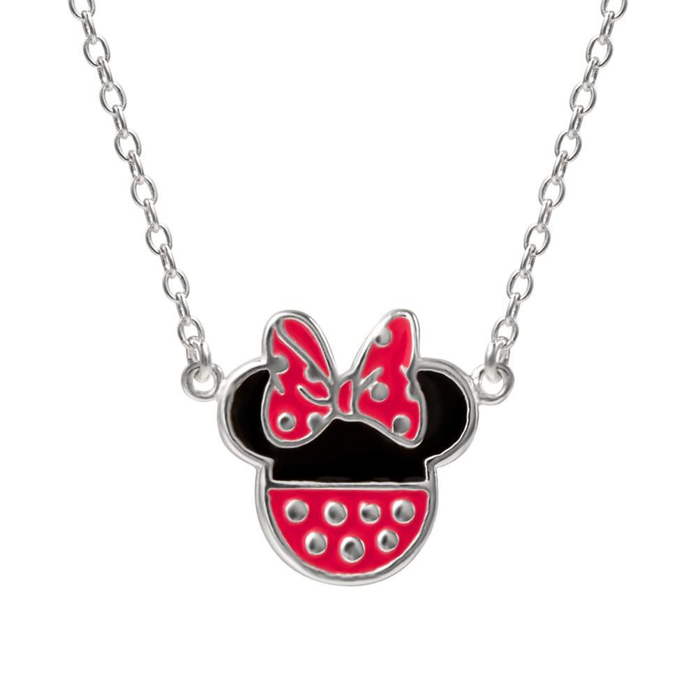 商品Disney|Minnie Mouse Enamel Pendant Necklace in Sterling Silver, 16" + 2" extender,价格¥231,第1张图片