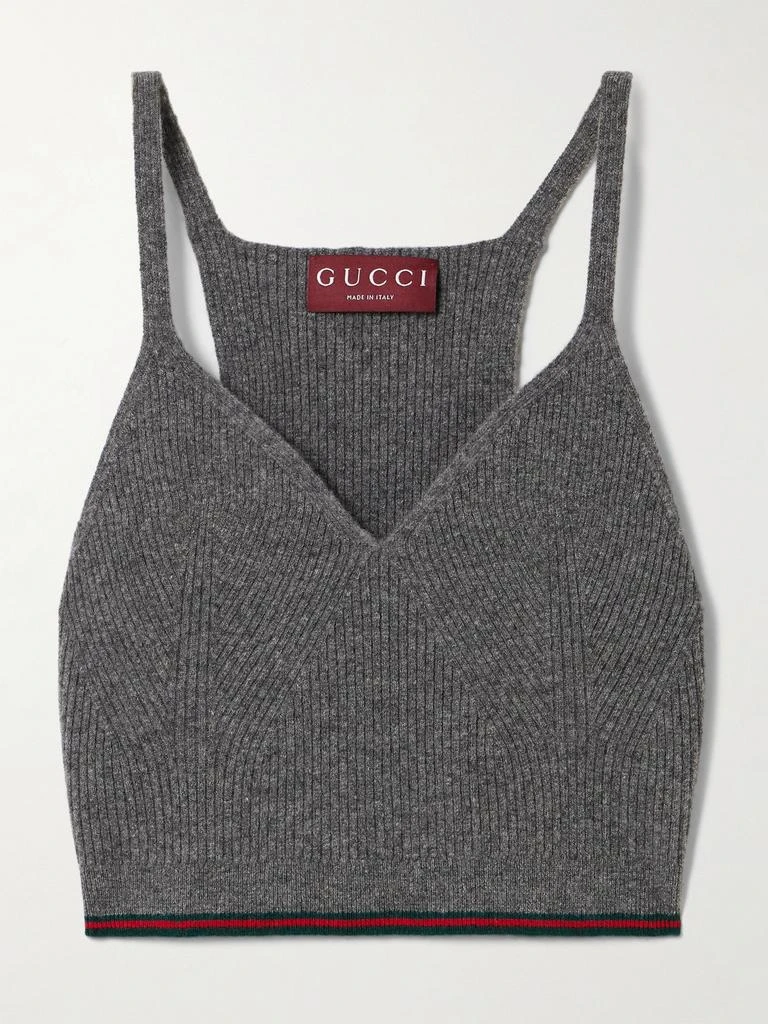 商品Gucci|条纹罗纹羊毛混纺吊带背心,价格¥5666,第1张图片