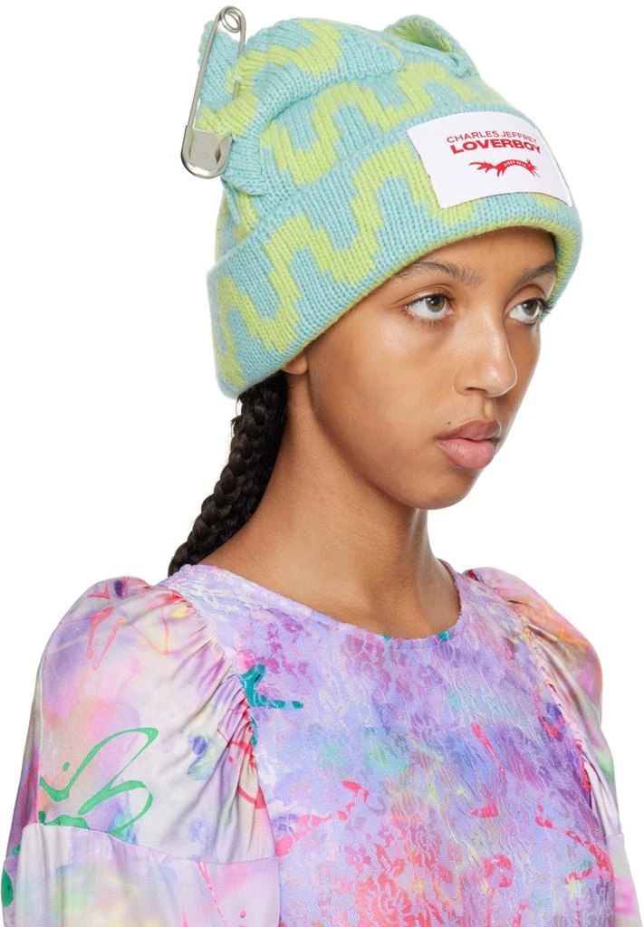 商品Charles Jeffrey Loverboy|SSENSE Exclusive Blue Chunky Punk Ears Beanie,价格¥932,第2张图片详细描述