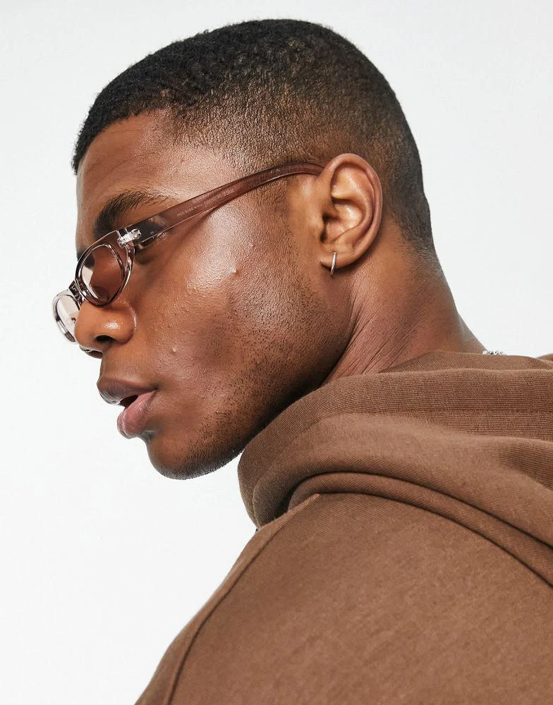 商品ASOS|ASOS DESIGN skinny rectangles sunglasses in crystal brown - LPINK,价格¥45,第2张图片详细描述
