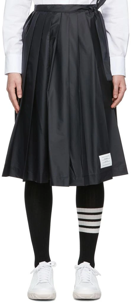 商品Thom Browne|Navy Nylon Midi Skirt,价格¥3634,第1张图片